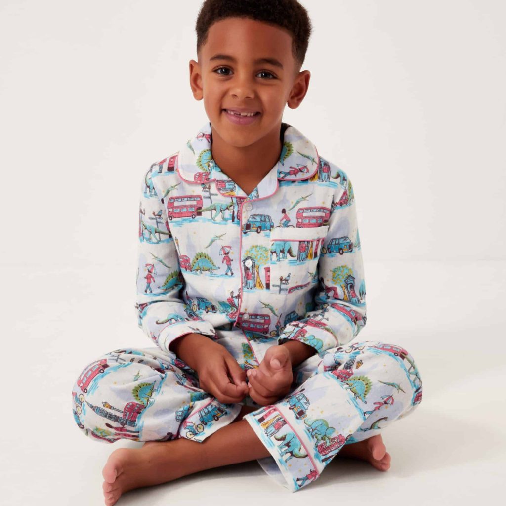 Monsoon Dinosaur London Print Long Pyjamas Set from £26 B